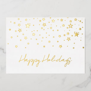 Tarjeta Festiva Con Relieve Metalizado Elegante Gold Happy Holidays Company Relieve metal