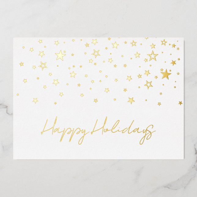Tarjeta Festiva Con Relieve Metalizado Elegante Gold Happy Holidays Company Relieve metal (Anverso)