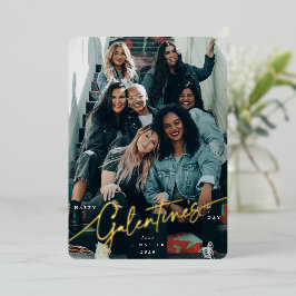 Tarjeta Festiva Con Relieve Metalizado Elegante guión de la foto del Relieve metalizado d