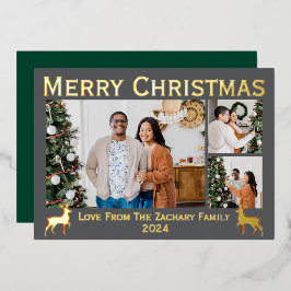 Tarjeta Festiva Con Relieve Metalizado Elegante guión de Navidades de renos Familia 3 Fot