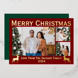 Tarjeta Festiva Con Relieve Metalizado Elegante guión de Navidades de renos Familia 3 Fot