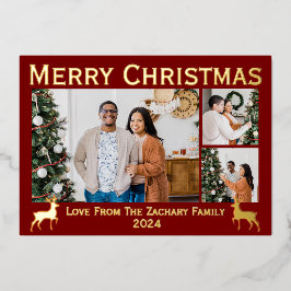 Tarjeta Festiva Con Relieve Metalizado Elegante guión de Navidades de renos Familia 3 Fot