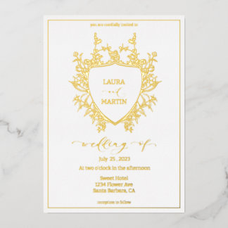 Tarjeta Festiva Con Relieve Metalizado Elegante guión floral, caligráfico