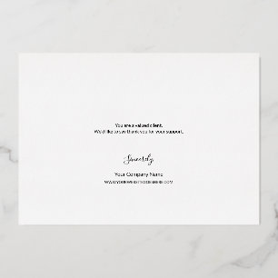 Tarjeta Festiva Con Relieve Metalizado Elegante guión Gracias Equipo Foto Negocio
