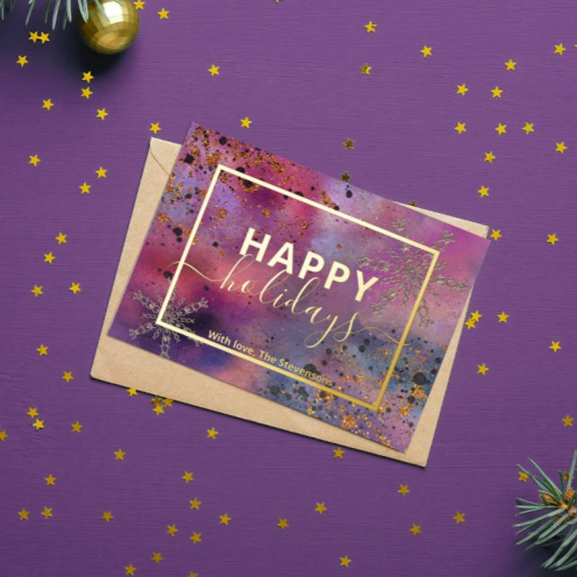 Tarjeta Festiva Con Relieve Metalizado Elegante guión moderno de caligrafía Felices vacac (Subido por el creador)