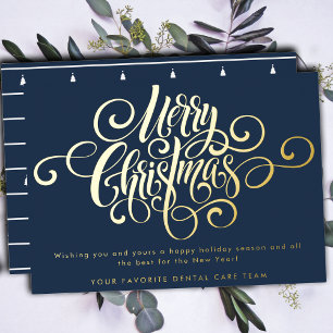 Tarjeta Festiva Con Relieve Metalizado Elegante guión moderno profesional de navidad