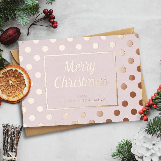 Tarjeta Festiva Con Relieve Metalizado Elegante guión rosa Feliz Navidad oro