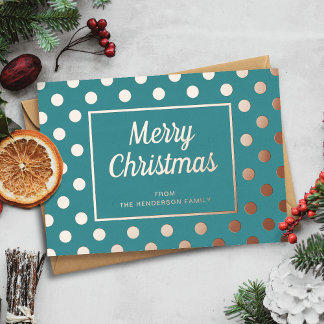 Tarjeta Festiva Con Relieve Metalizado Elegante guión verde Feliz Navidad rosa oro