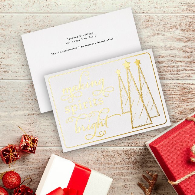 Tarjeta Festiva Con Relieve Metalizado Elegante Haciendo Espíritus Brillantes Negocio Bla (Making Spirits Bright Business / Corporate Holiday Card)