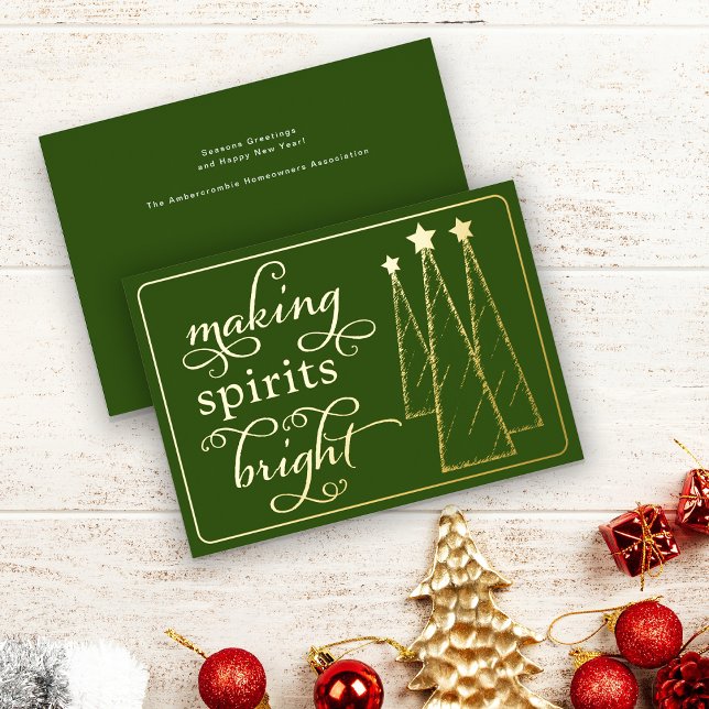Tarjeta Festiva Con Relieve Metalizado Elegante Haciendo Espíritus Brillantes Negros Nego (Making Spirits Bright Business/Corporate Holiday Card)