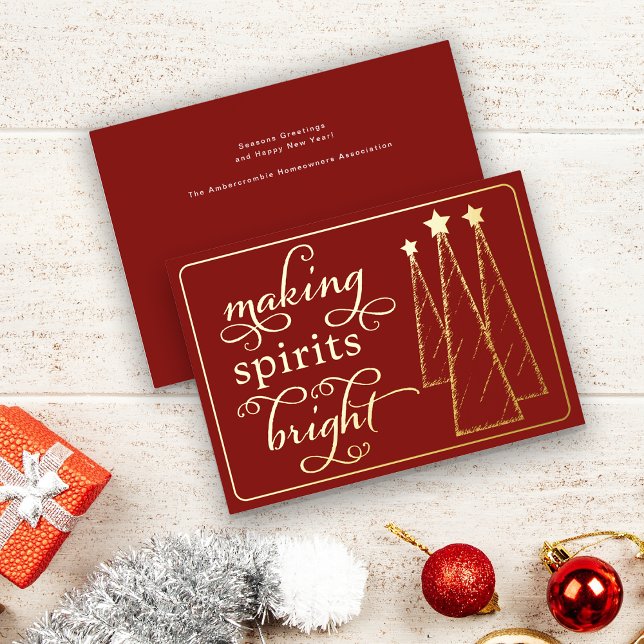 Tarjeta Festiva Con Relieve Metalizado Elegante Haciendo Espíritus Brillantes Negros Nego (Making Spirits Bright Business / Corporate Holiday Card)