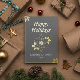 Tarjeta Festiva Con Relieve Metalizado Elegante Logo Empresarial Personalizado en Monocro
