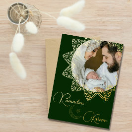 Tarjeta Festiva Con Relieve Metalizado Elegante Mandala islámica Ramadan Kareem Foto