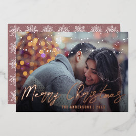 Tarjeta Festiva Con Relieve Metalizado Elegante Merry Christmas Minimal Personalizado Fot