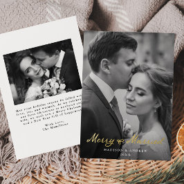 Tarjeta Festiva Con Relieve Metalizado Elegante Merry y casada Bow recién casada foto