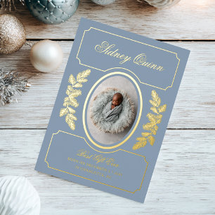 Tarjeta Festiva Con Relieve Metalizado Elegante Navidad de Invierno Azul Nacimiento de Nu