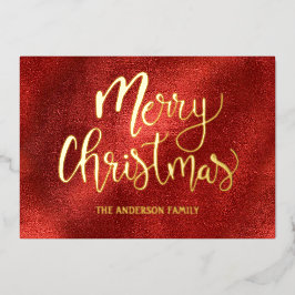 Tarjeta Festiva Con Relieve Metalizado Elegante Navidad dorada roja