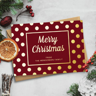 Tarjeta Festiva Con Relieve Metalizado Elegante Navidad en guión Burdeos Dorado