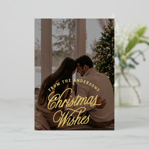 Tarjeta Festiva Con Relieve Metalizado Elegante Navidad Minimalista Foto de Familia Mod