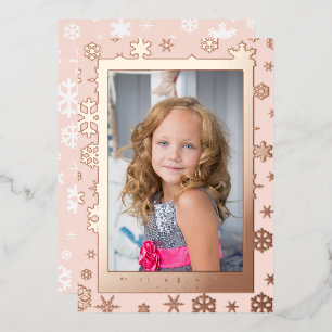 Tarjeta Festiva Con Relieve Metalizado Elegante Navidad personalizada con foto