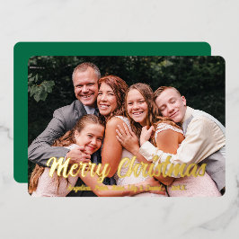 Tarjeta Festiva Con Relieve Metalizado Elegante Navidad personalizada con foto