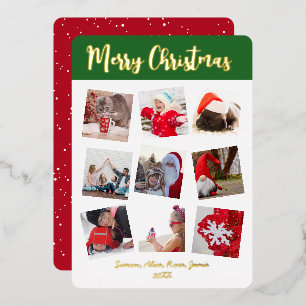 Tarjeta Festiva Con Relieve Metalizado Elegante Navidad personalizada con foto