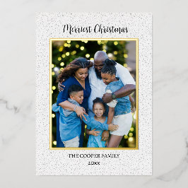Tarjeta Festiva Con Relieve Metalizado Elegante Navidades de fotografía familiar moderna