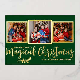 Tarjeta Festiva Con Relieve Metalizado Elegante Navidades mágicos modernos Familia 3 Foto
