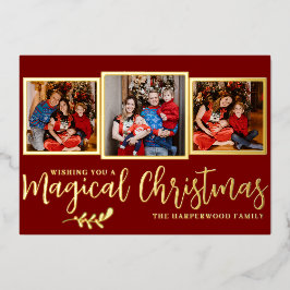 Tarjeta Festiva Con Relieve Metalizado Elegante Navidades mágicos modernos Familia 3 Foto