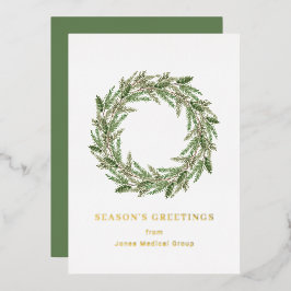 Tarjeta Festiva Con Relieve Metalizado Elegante Navidades simples de guirnaldas