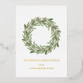 Tarjeta Festiva Con Relieve Metalizado Elegante Navidades simples de guirnaldas