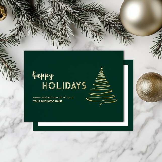 Tarjeta Festiva Con Relieve Metalizado Elegante Negocio Verde (Subido por el creador)