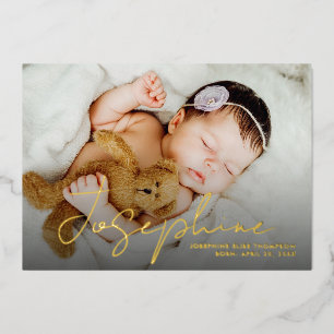 Tarjeta Festiva Con Relieve Metalizado Elegante nombre de niña moderna en letra script Fo