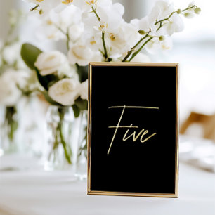 Tarjeta Festiva Con Relieve Metalizado Elegante número de tabla de Boda negro y Relieve m