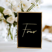 Elegante número de tabla de Boda negro y Relieve m
