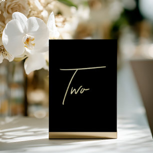 Tarjeta Festiva Con Relieve Metalizado Elegante número de tabla de Boda negro y Relieve m