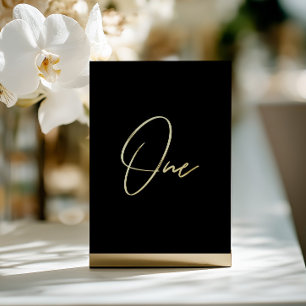 Tarjeta Festiva Con Relieve Metalizado Elegante número de tabla de Boda negro y Relieve m