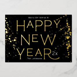 Tarjeta Festiva Con Relieve Metalizado Elegante Oro FELIZ AÑO NUEVO 2027