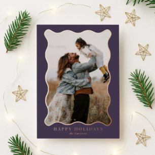 Tarjeta Festiva Con Relieve Metalizado Elegante Plum y Rosa Oro Wavy Fotografía de festiv