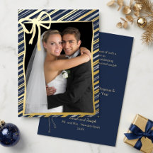 Elegante Primera Navidad de Casados con Rayas y La