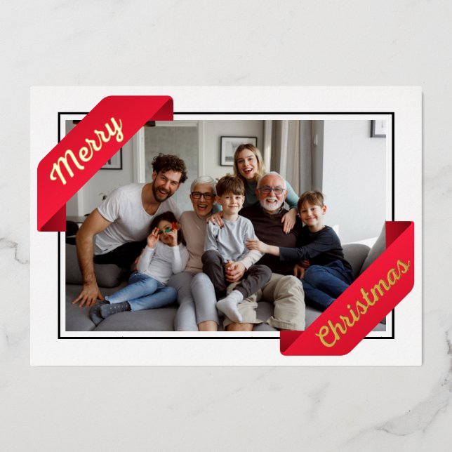 Tarjeta Festiva Con Relieve Metalizado elegante Relieve metalizado de carteles rojos con  (Anverso)