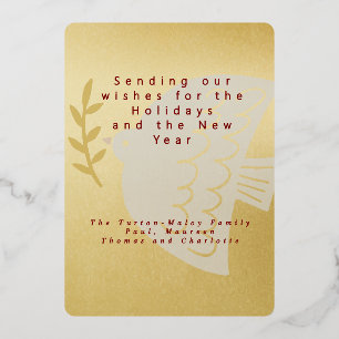 Tarjeta Festiva Con Relieve Metalizado Elegante Relieve metalizado dorado Paz Amar a los 