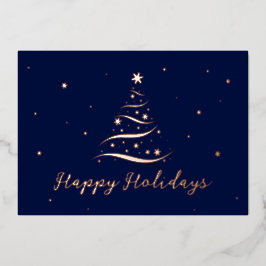 Tarjeta Festiva Con Relieve Metalizado Elegante Rosa Gold Happy Holidays Company Relieve