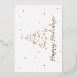 Tarjeta Festiva Con Relieve Metalizado Elegante Rosa Gold Happy Holidays Company Relieve