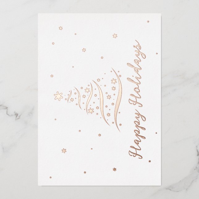 Tarjeta Festiva Con Relieve Metalizado Elegante Rosa Gold Happy Holidays Company Relieve  (Anverso)