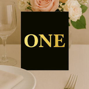 Tarjeta Festiva Con Relieve Metalizado Elegante Rótulo de mesa de recepción en negro y Re