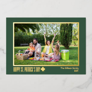Tarjeta Festiva Con Relieve Metalizado Elegante San patricio día de la familia Shamrock f