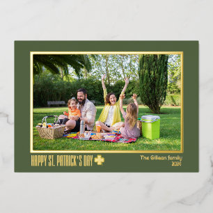 Tarjeta Festiva Con Relieve Metalizado Elegante San patricio día de la familia Shamrock f