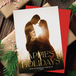 Tarjeta Festiva Con Relieve Metalizado Elegante Sencillo Festividades Más Felices Una Fot