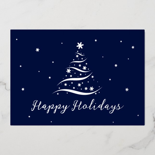 Tarjeta Festiva Con Relieve Metalizado Elegante Silver Happy Holidays Company Relieve met (Anverso)